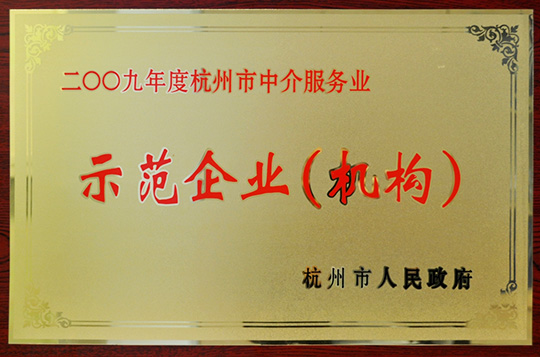 中介服務(wù)業(yè)示范企業(yè)獎牌